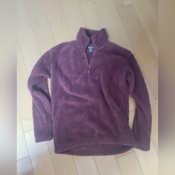 Eddie Bauer XS Plum Sherpa Quarter Zip Fleece Pullover Cozy Outdoor EUC - Picture 3 of 4
